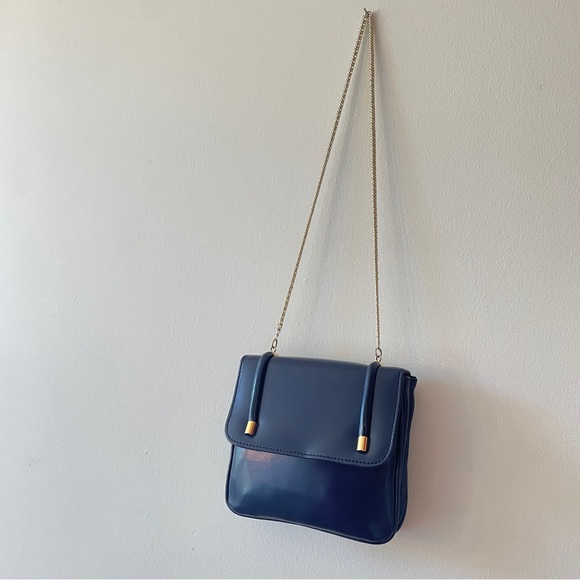 Vintage 1950s Walborg Vinyl Patent Leather Purse In Blue - Picture 5 of 14
